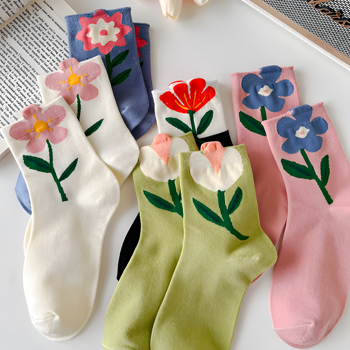 Women Spring Flower Socks