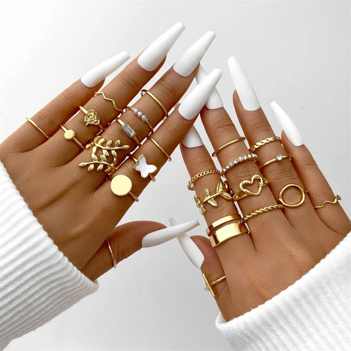 22 Pcs Set Women Vintage Rings