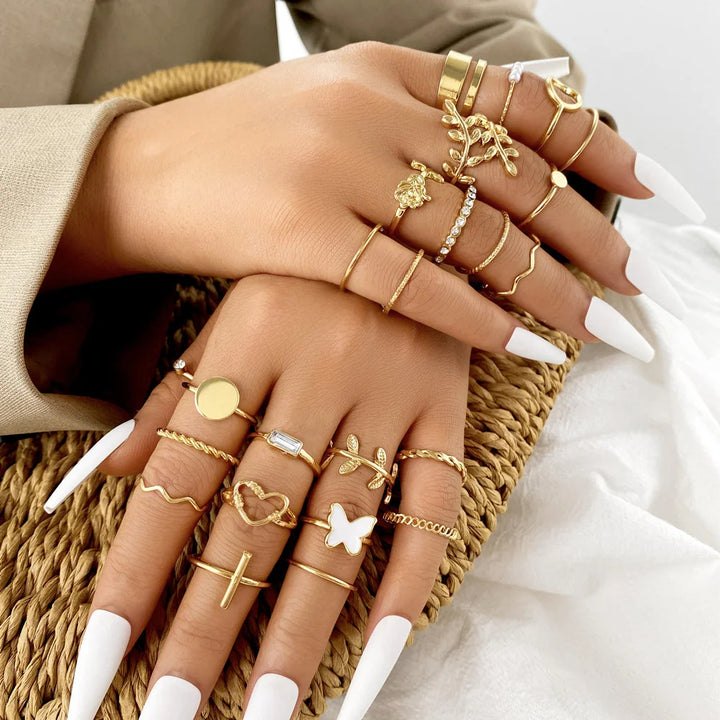 22 Pcs Set Women Vintage Rings