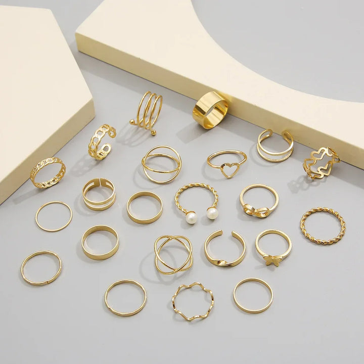 22 Pcs Set Women Vintage Rings