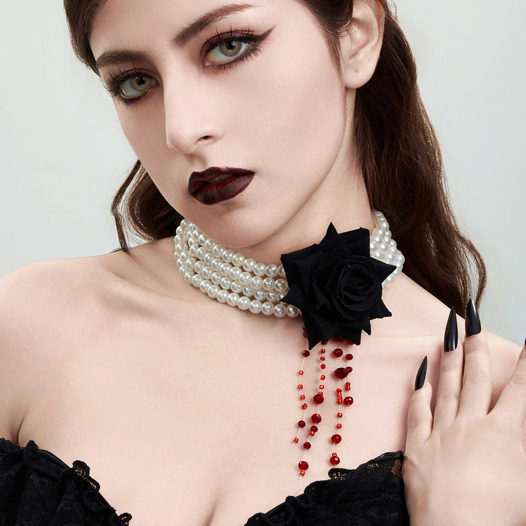 Midnight Bloodrose Choker