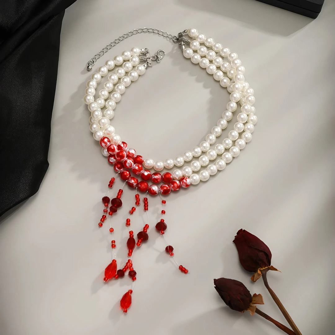 Midnight Blood Pearl Necklace