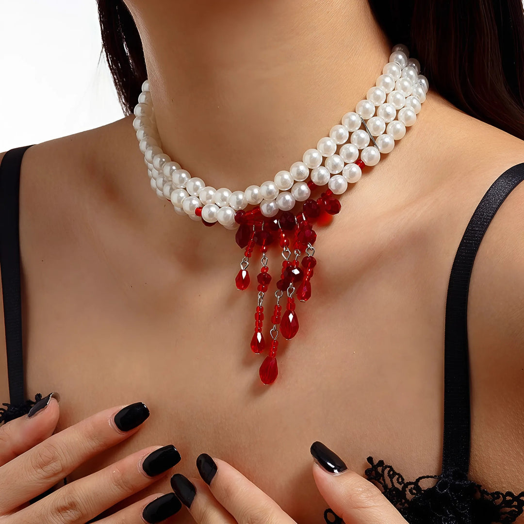 Midnight Blood Pearl Necklace