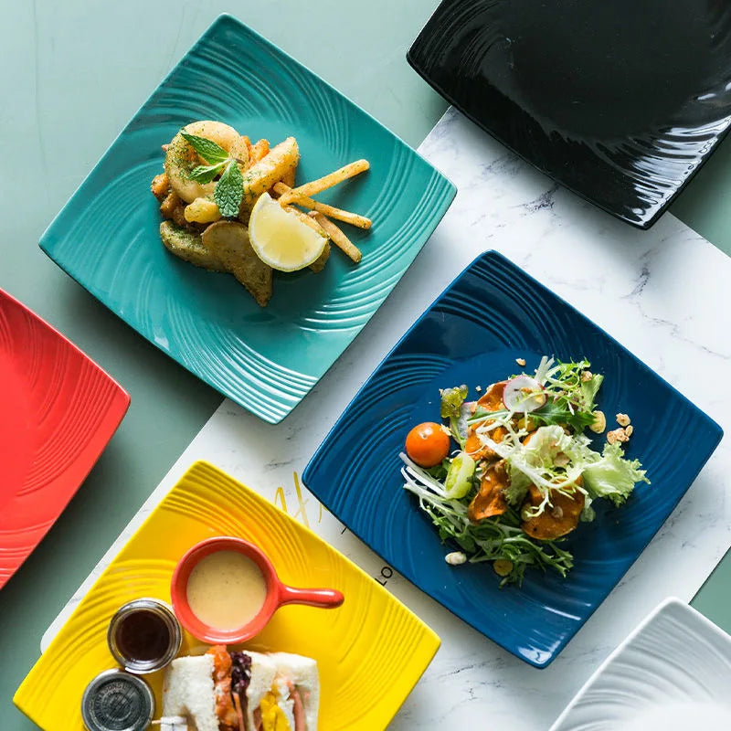 Modern European Square Ceramic Plates - District Sunday