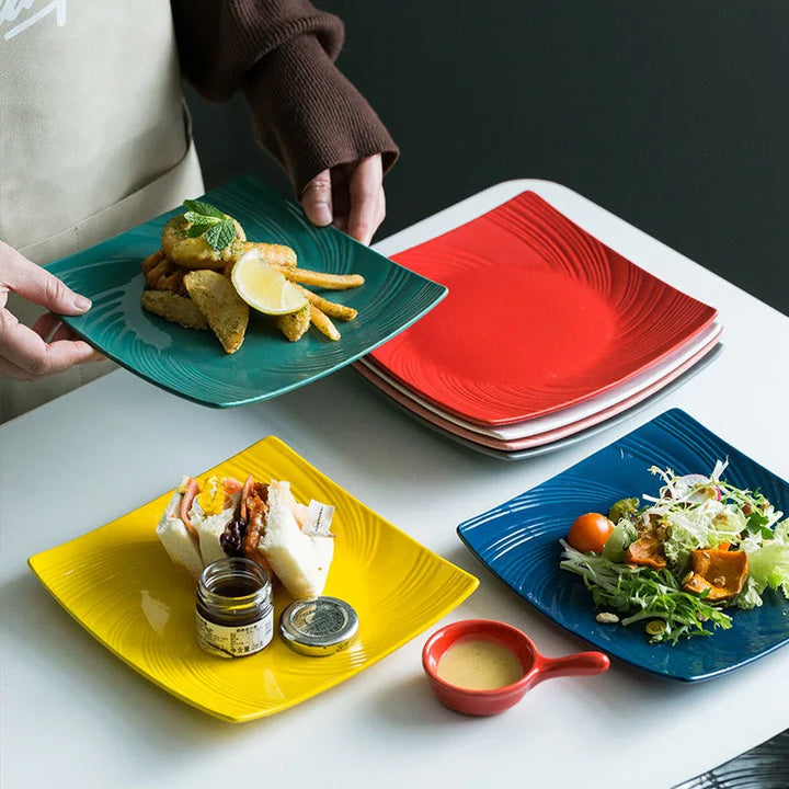 Modern European Square Ceramic Plates - District Sunday