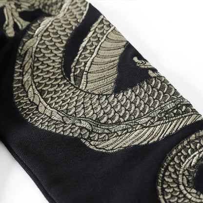 Dragon Embroidered Cotton Hoodie