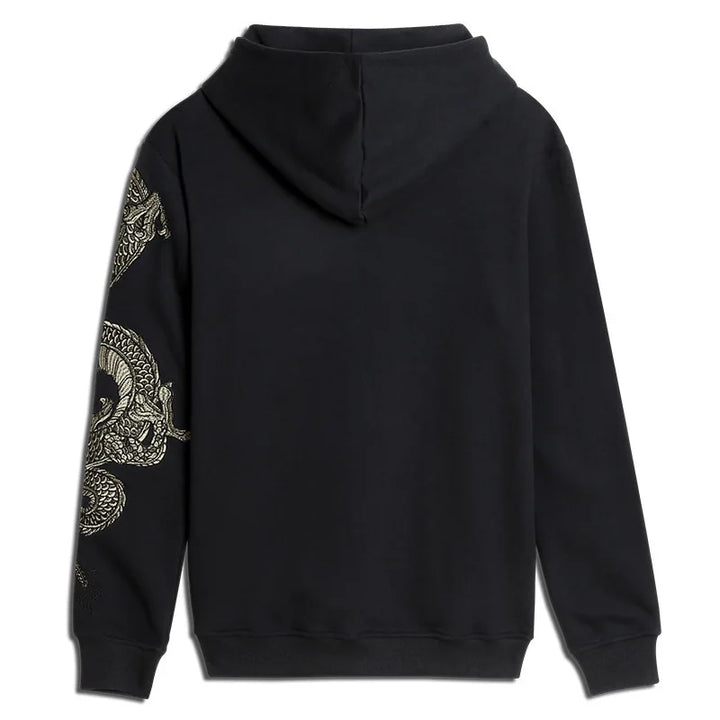 Dragon Embroidered Cotton Hoodie