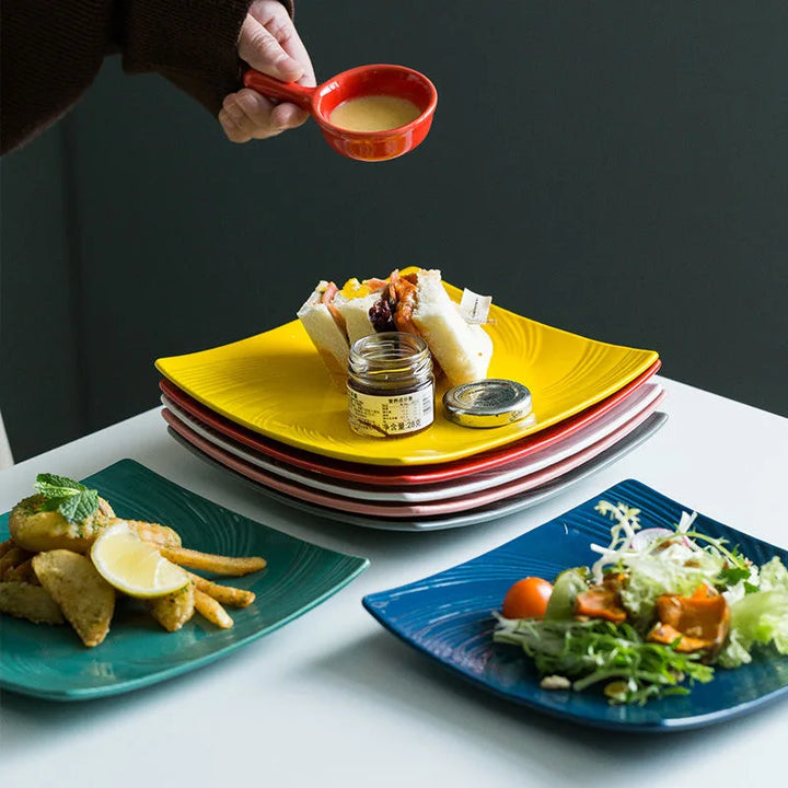 Modern European Square Ceramic Plates - District Sunday