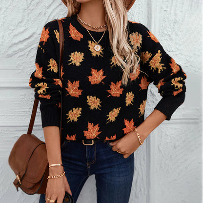 Maple Leaf Jacquard Sweater