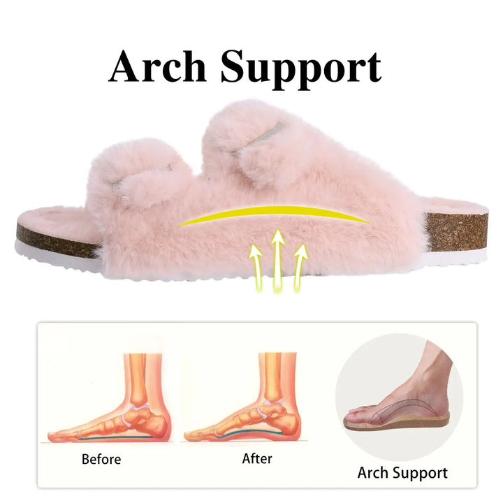 Furry Cork Slippers for Women