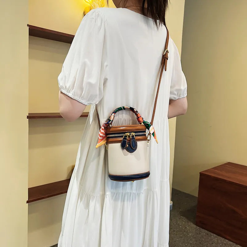 Cross-Body Leather Bucket Bag