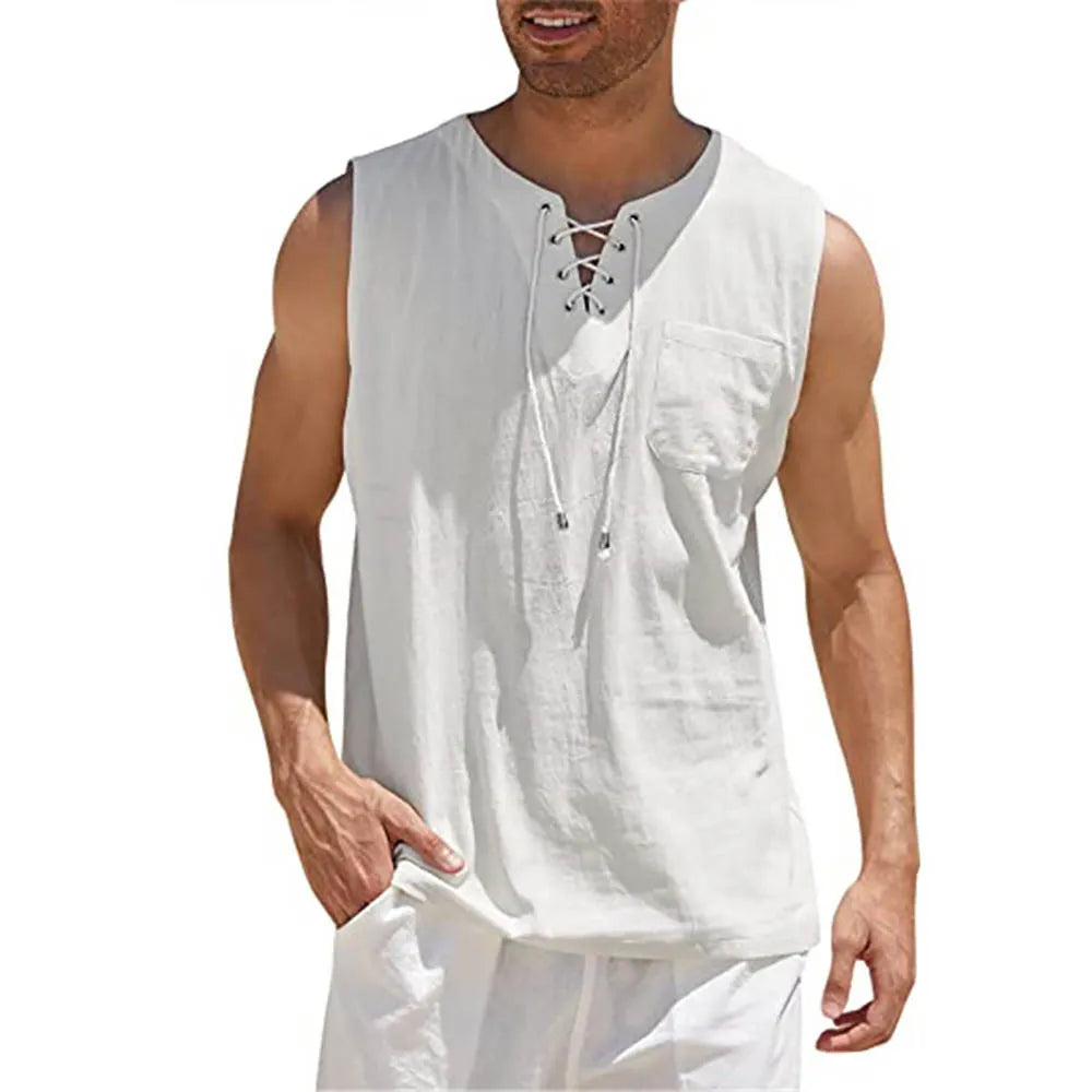 Men's Summer Linen Tank Tops - District Sunday