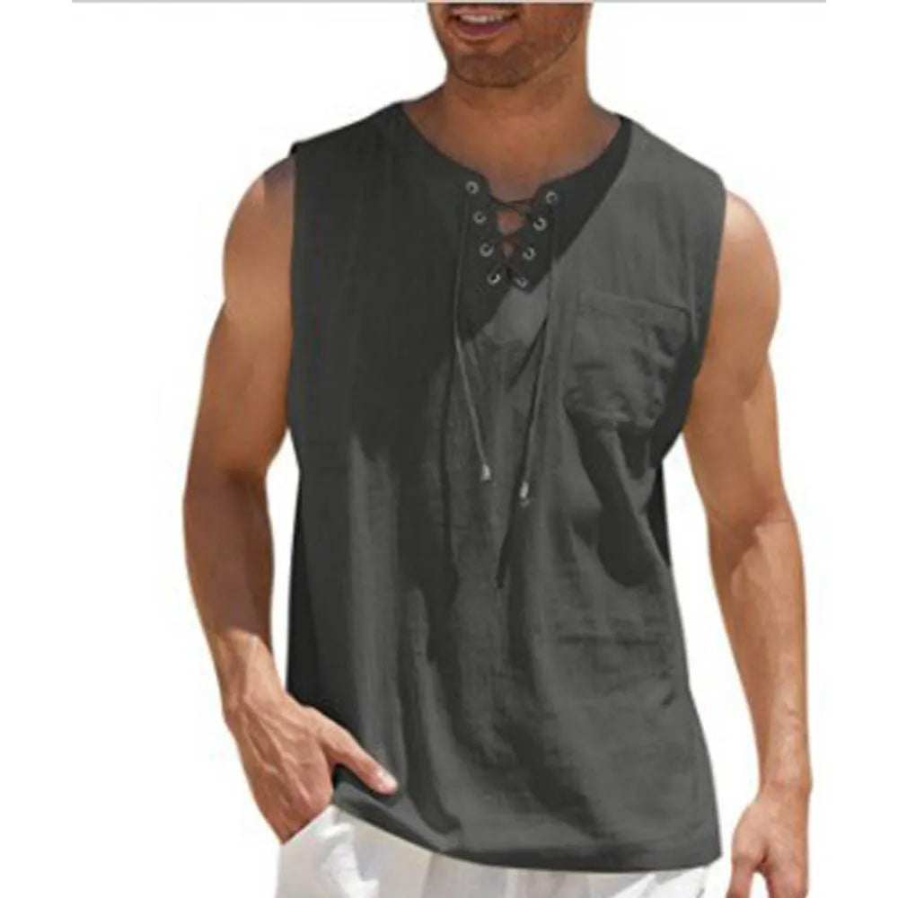 Men's Summer Linen Tank Tops - District Sunday