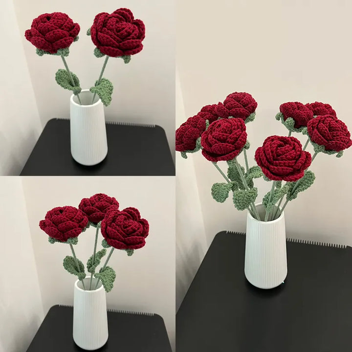 Knitted Rose Bouquet Decor