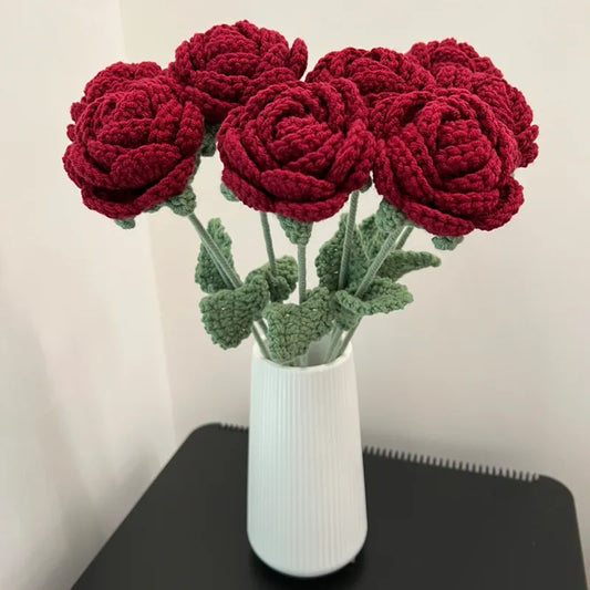 Knitted Rose Bouquet Decor
