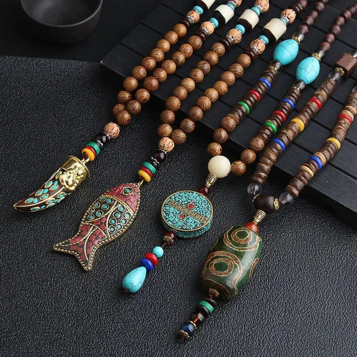 Boho Mala Beaded Necklace