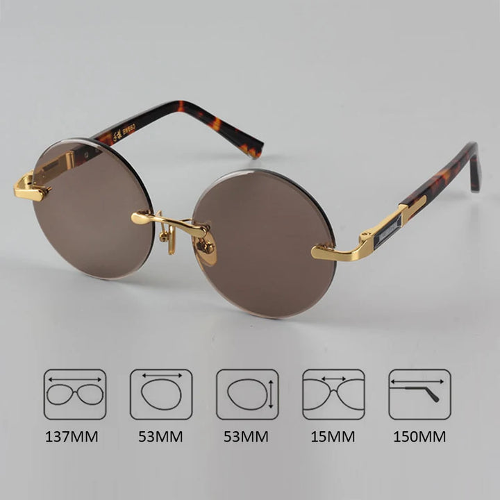 Crystal Stone Rimless Sunglasses