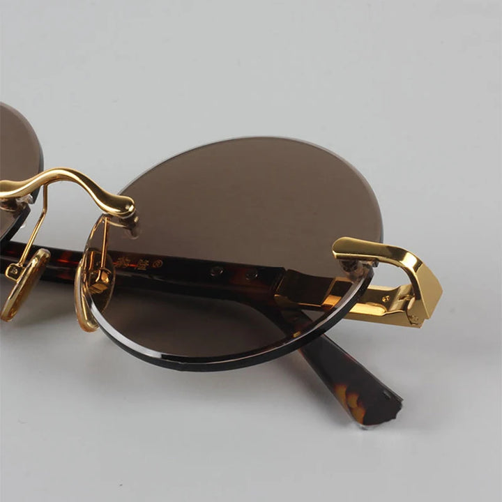 Crystal Stone Rimless Sunglasses