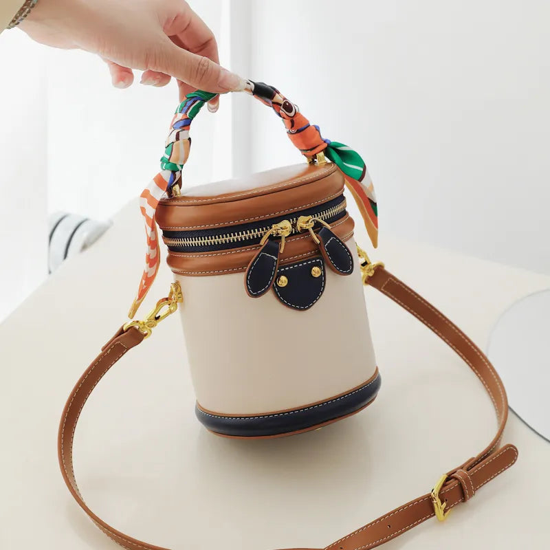 Cross-Body Leather Bucket Bag