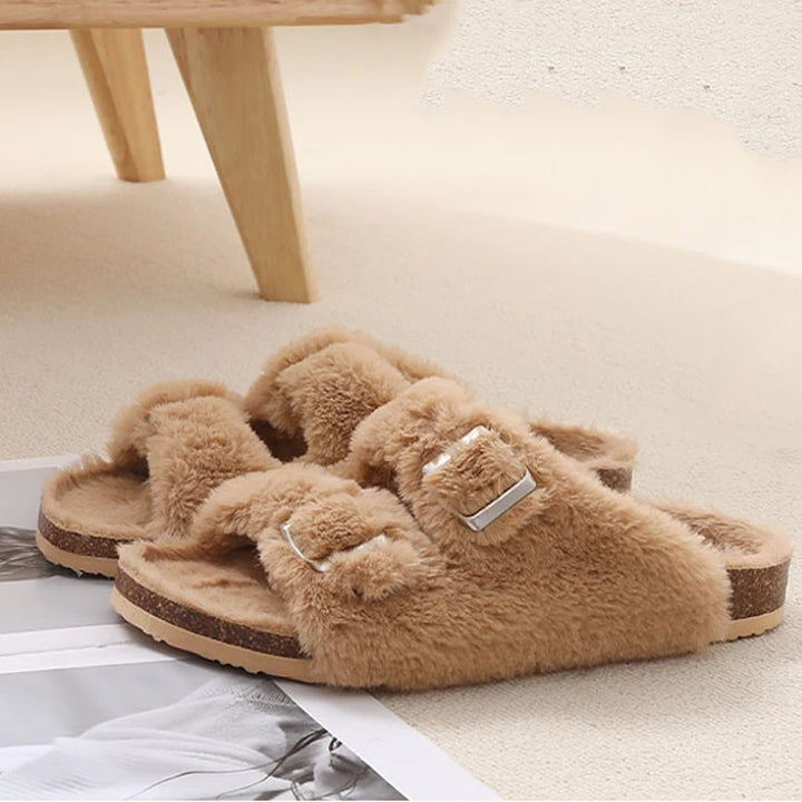 Furry Cork Slippers for Women