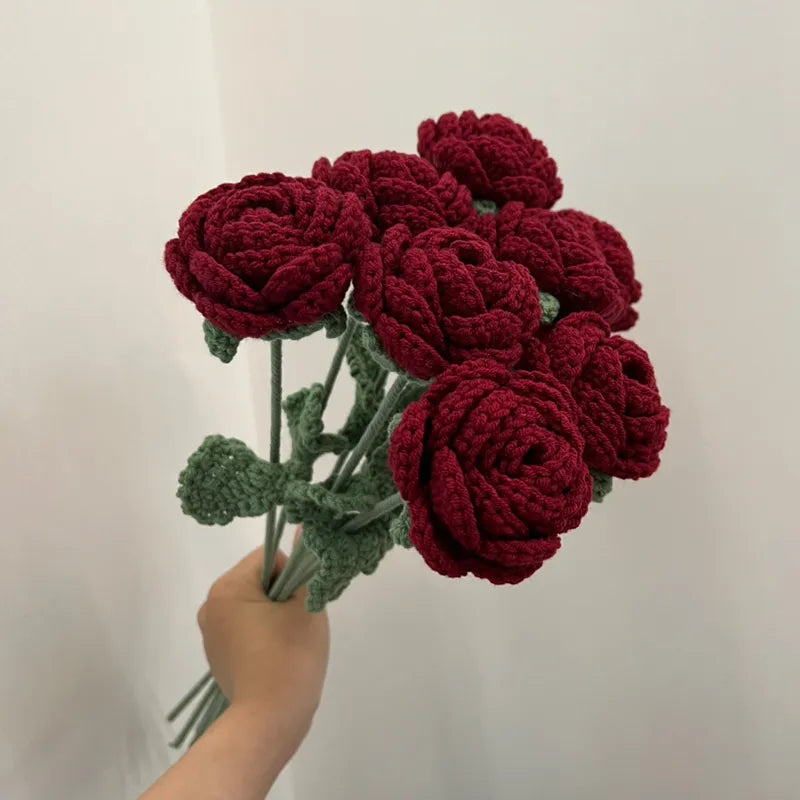 Knitted Rose Bouquet Decor