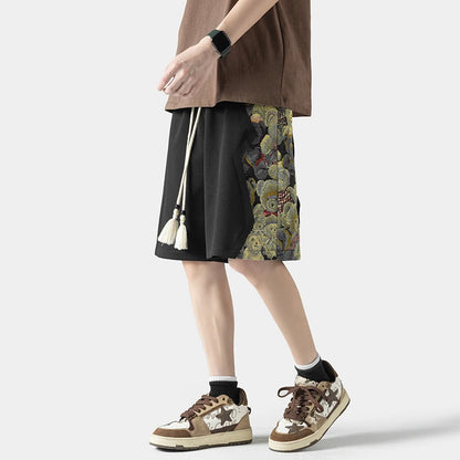 Bear Embroidered Drawstring Shorts