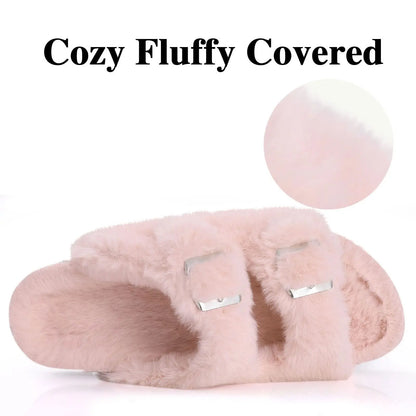 Furry Cork Slippers for Women