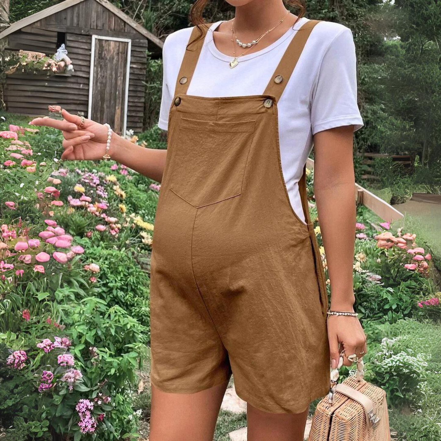 MamaFlex Linen Maternity Romper