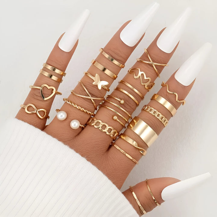 22 Pcs Set Women Vintage Rings